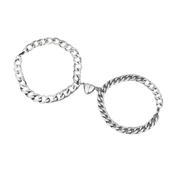 Broken Heart Magnetic Bracelet | 2pcs/set Heart Magnetic Couple Bracelets For Lovers- Broken Heart Stainless Steel Bracelet For Couples- Heart Magnetic Bracelet For Girls And Boys