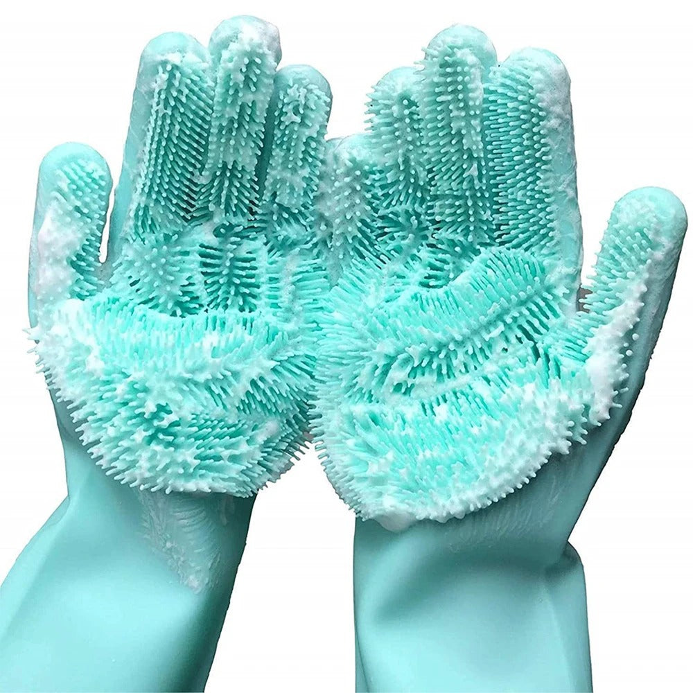 Pair Of Silicone Washing Full Finger Gloves