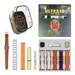 Ultra 10 Smart Watch | 10 In 1 Straps+jelly Case | Bt Calling | Super Hd Display 49mm | Multi Color Straps & Wireless Charging (random Color)